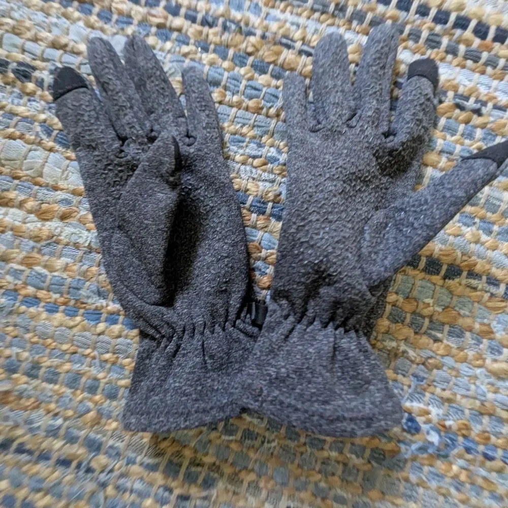 HEAD Gray Fleece Gloves Touchscreen L Winter Cold Weather Outdoors Sporty